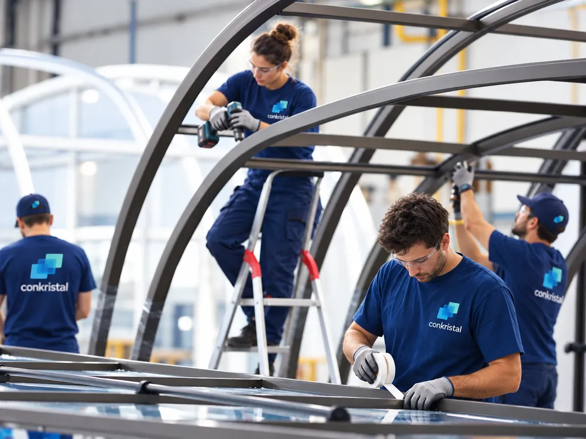 Láminas de cristal superpuestas en tonos azules
